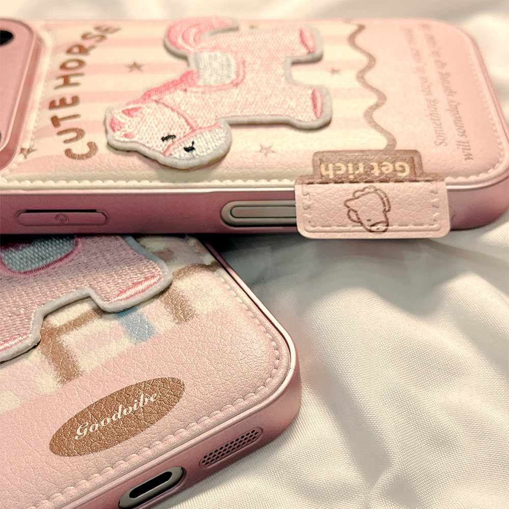 สําหรับ Iphone 17 Pro Max ถุงลมนิรภัยกันกระแทกเกาหลี Girly สีชมพูม้าฤดูหนาวซองหนัง Iphone 14 Pro Max Full Body กล้องป้องกันกรณีสําหรับ iPhone 17 16 15 14 13 Pro Max - รูปที่ 6