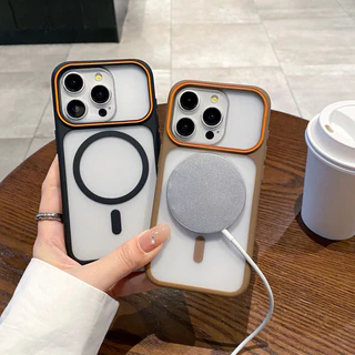 ป้องกันลายนิ้วมือหน้าต่างขนาดใหญ่ frosted Magnetic hard Case สําหรับ iPhone 17 16 15 14 13 12 11 Pro Max Plus Air casing ฝาครอบแม่เหล็กสําหรับ iPhone17 กรณี