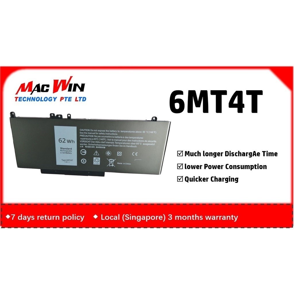 7.6V 62Wh 6MT4T Battery Compatible with Dell Latitude E5470 E5570 Precision 3510 Series 7V69Y TXF9M 
