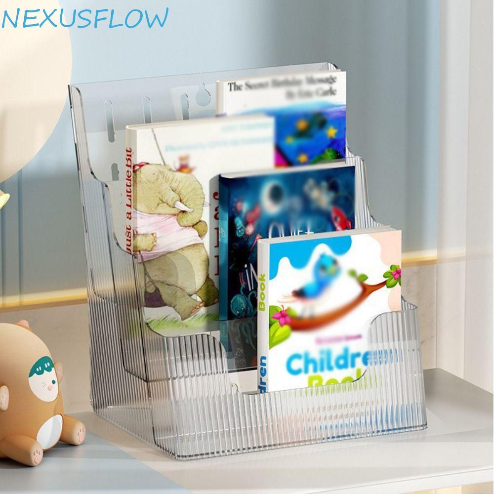 NEXUSFLOW Pamphlet Flyer Organizer, 3 ชั้น Anti-slip Brochure ผู้ถือจอแสดงผล,นิตยสาร Rack ประหยัดพื้