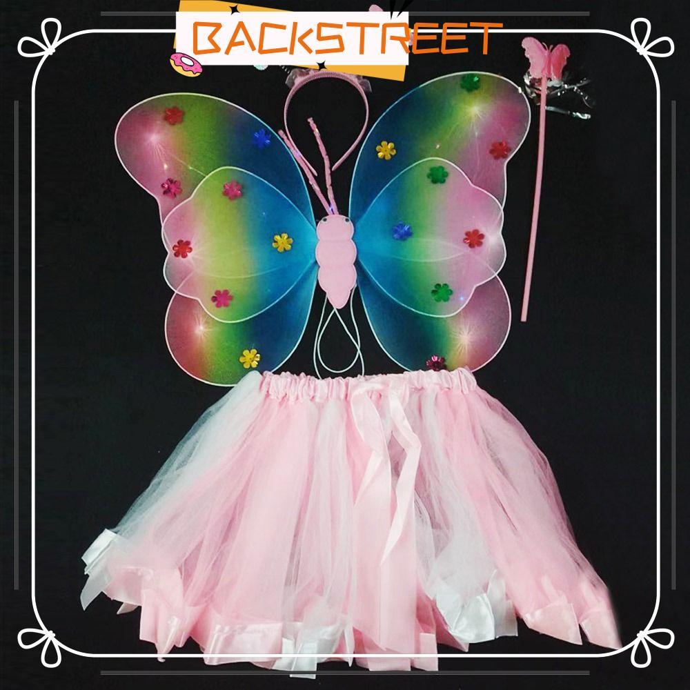 BACKSTAGE Girls Skirts 2-8year Butterfly Wings Princess Hair Hoop Fancy Dress Set Angel Luminous Win