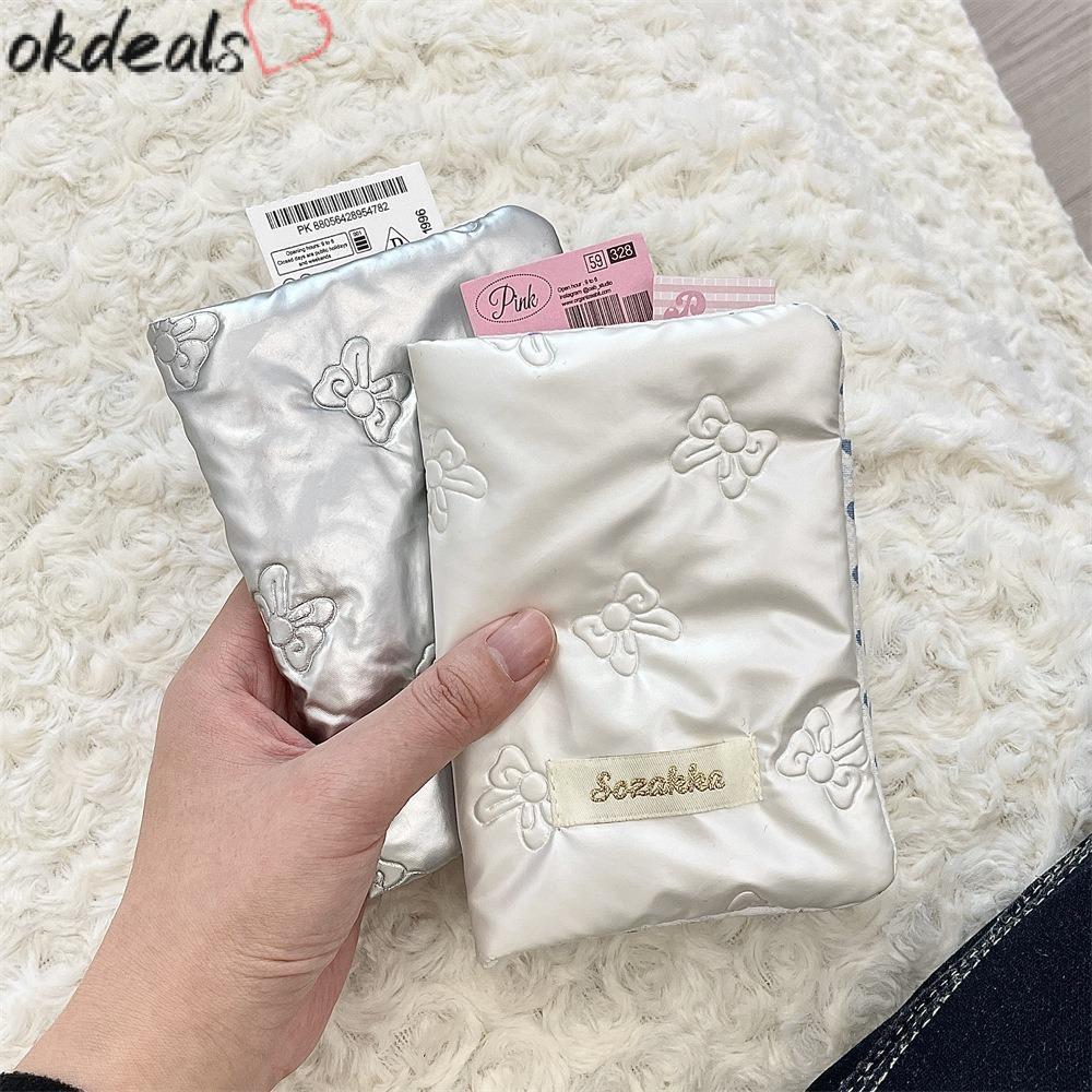 OKDEALS Travel Ticket Card Holder, Y2k Bownot Passport Clip, Portable Multifunctional PU Ticket Clam