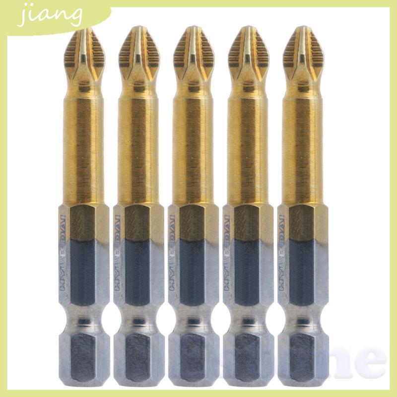 JN 5 ชิ้นสําหรับไทเทเนียมเคลือบ 1 4 Hex Shank PH2 50 มม. Anti Slip ไขควงไฟฟ้า