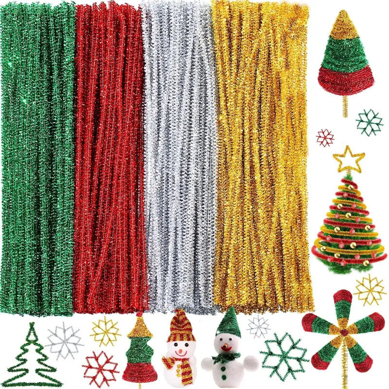 400 Pieces Christmas Pipe Cleaners Craft Pipe Cleaners Glitter Chenille Stems Creative Arts Chenille
