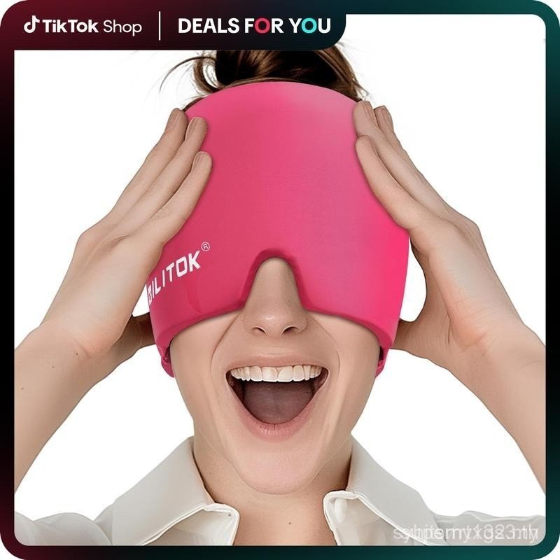 【dealsforyoudays】Migraine Headache Relief Cap, Gel lce Head Wrap for Tension and Stress Relief.Suita