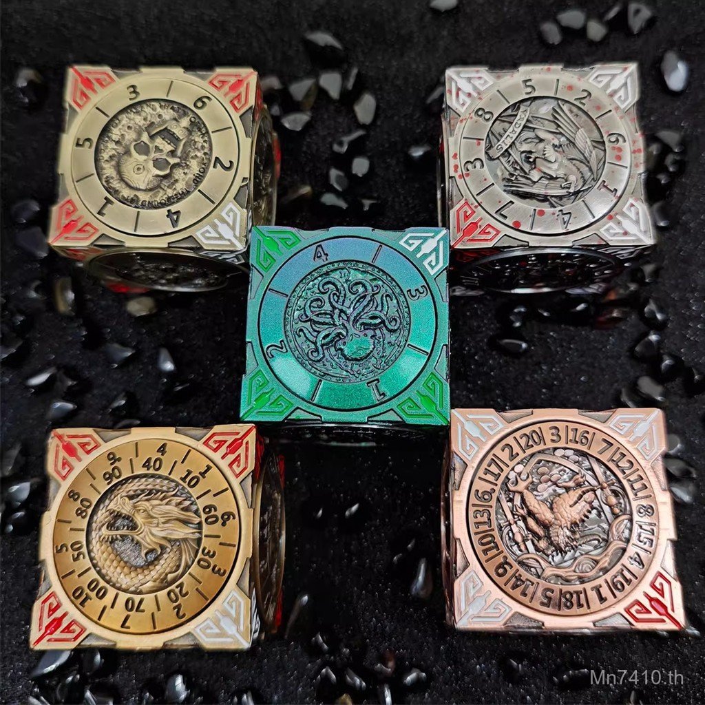 Hexahedron โลหะ Cthulhu หมุนลูกเต๋า 7D6DICE วิ่งทีม COC Dungeon และ Dragon 1 เกมกระดาน DND Q2P9