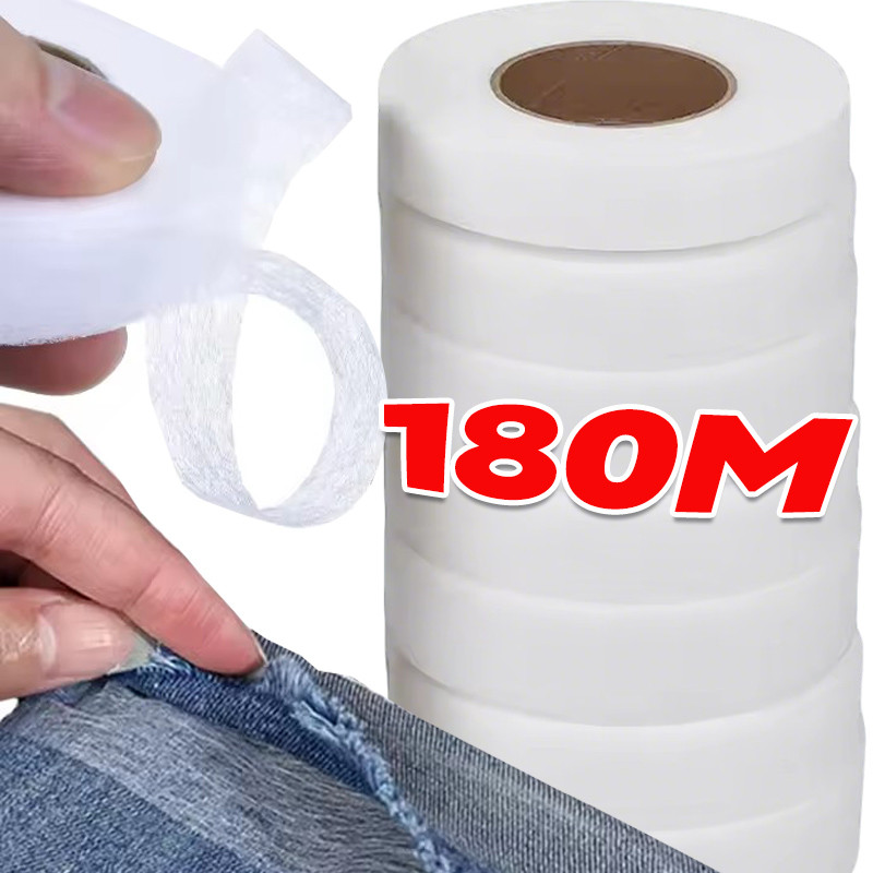 1/3Rolls เทปกาวเย็บสองด้านสีขาว - ผ้า DIY Patchwork Fusible Interlining