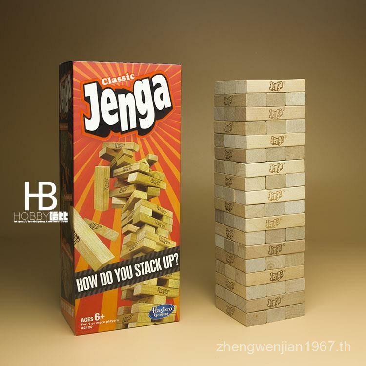 ของแท้ jenga Building Blocks ชั้นซ้อนเพลงบล็อกไม้ Dominoes Log Unpainted เด็กผู้ใหญ่ของเล่น