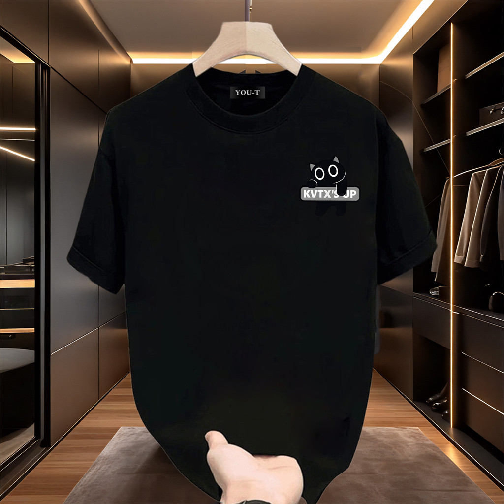 UT shop คอกลมเสื้อยืด oversize ผ้าCotton 100% เสื้อแฟชั่น 'KVTXS UP' ลวดลาย สบายและนุ่ม แขนสั้น ฤดูร้อน