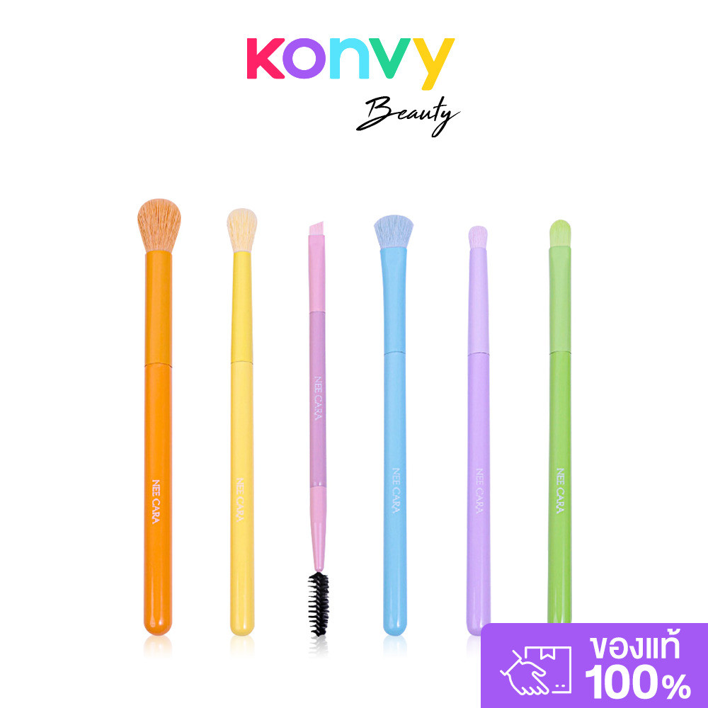 NEE CARA Brush Set 6pcs #N355 นีคาร่า เซทแปรงแต่งหน้าสายรุ้ง 6 ชิ้น สีสันสดใส. – โปรปัง