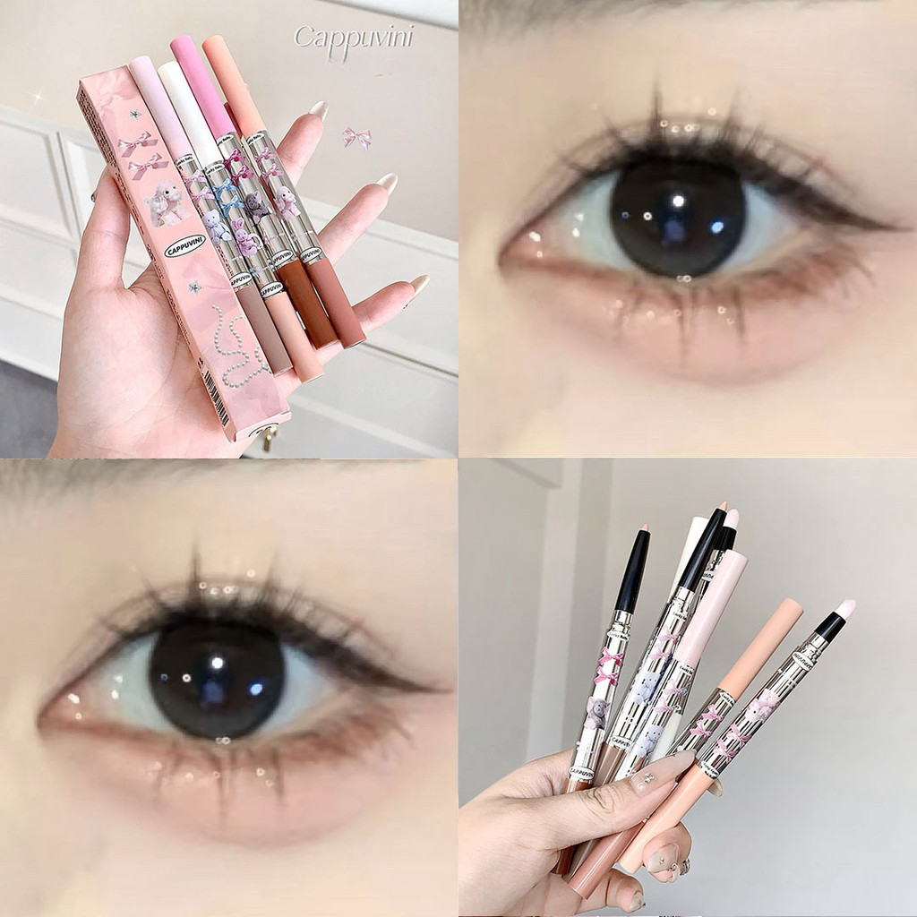 Butterfly Knot Silkworm Pen Double-Ended Shadow Pen Highlighter เครื่องสําอางธรรมชาติแต่งหน้า