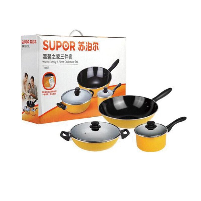 หม้อนมชุดครัวเรือน T1360T ชุดสามชิ้นหม้อของขวัญกระทะ P0R6