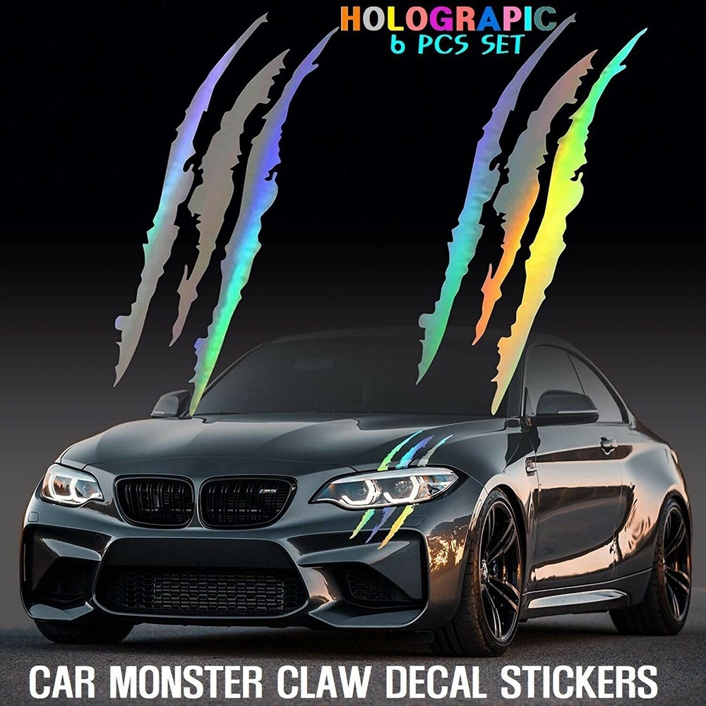 สติ๊กเกอร์ Self-กาว Claw Mark ไวนิล 6 ชิ้น/เซ็ต AUTO HEADLIGHT MONSTER