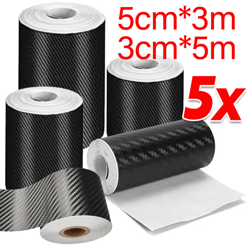 1/3/5Rolls 3D สติกเกอร์ฟิล์มป้องกันกันชนประตูรถคาร์บอนไฟเบอร์ - เทปตกแต่งป้องกันรอยขีดข่วนกันน้ํา