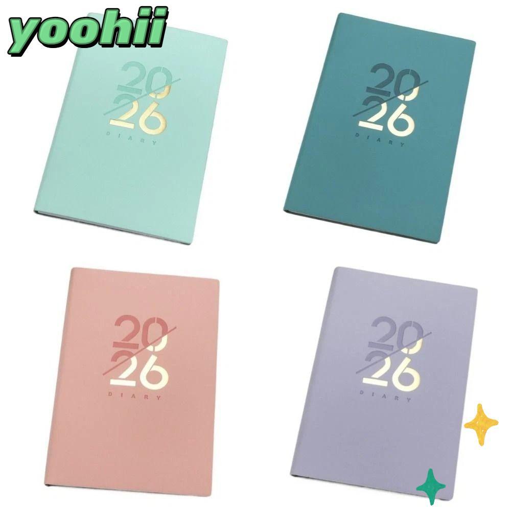 YOOHII หนังสือวาระ, Planner Reminder Textured PU 2026 Schedule Book, Portable To Do List A5 Calendar Book นักเรียน