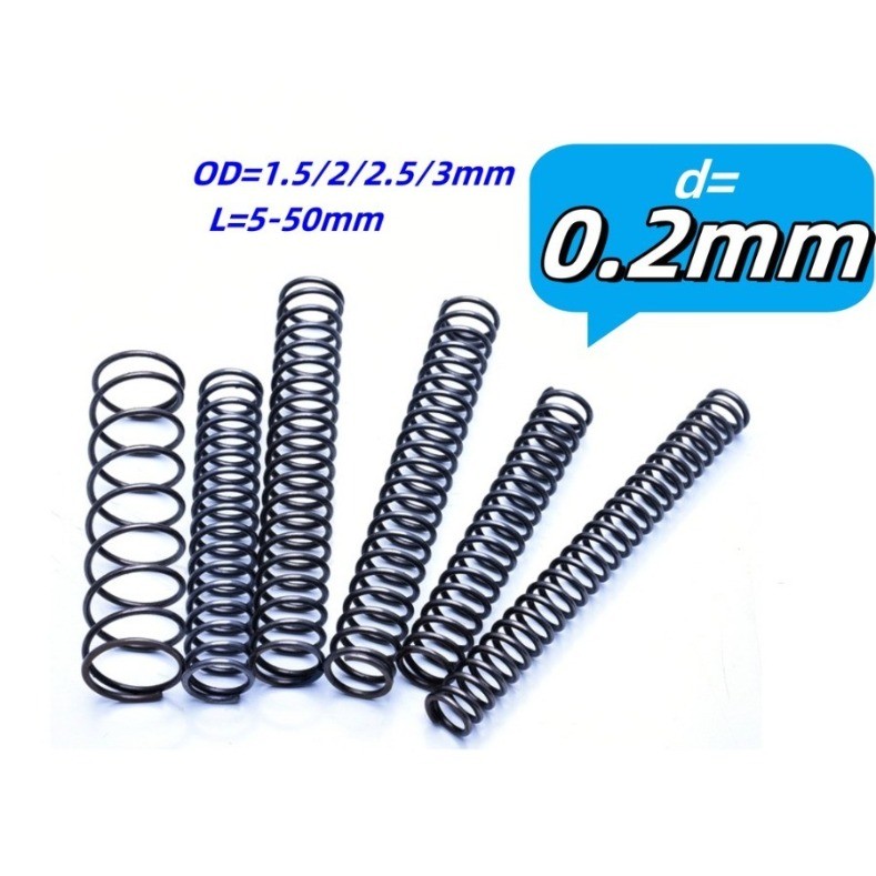 65Mn สปริงเหล็กอัดสปริง d0.2mm * OD1.5-3mm * L5-50mm แรงดันแรง สปริงกลับ สปริงอัด, สปริงป้องกันความเ