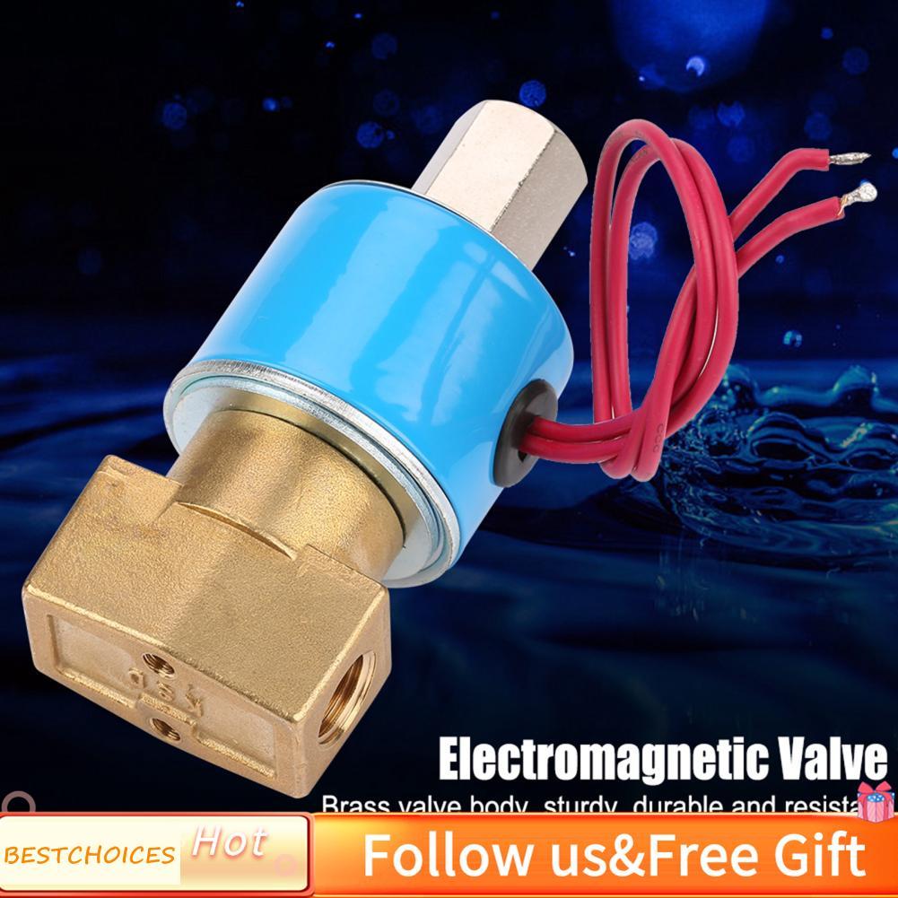 Bestchoices Bestchoices โซลินอยด์วาล์วไฟฟ้า 3 ทาง G1/4 ทองเหลืองทำหน้าที่โดยตรง N/C KSD ปกติปิดสวิตช