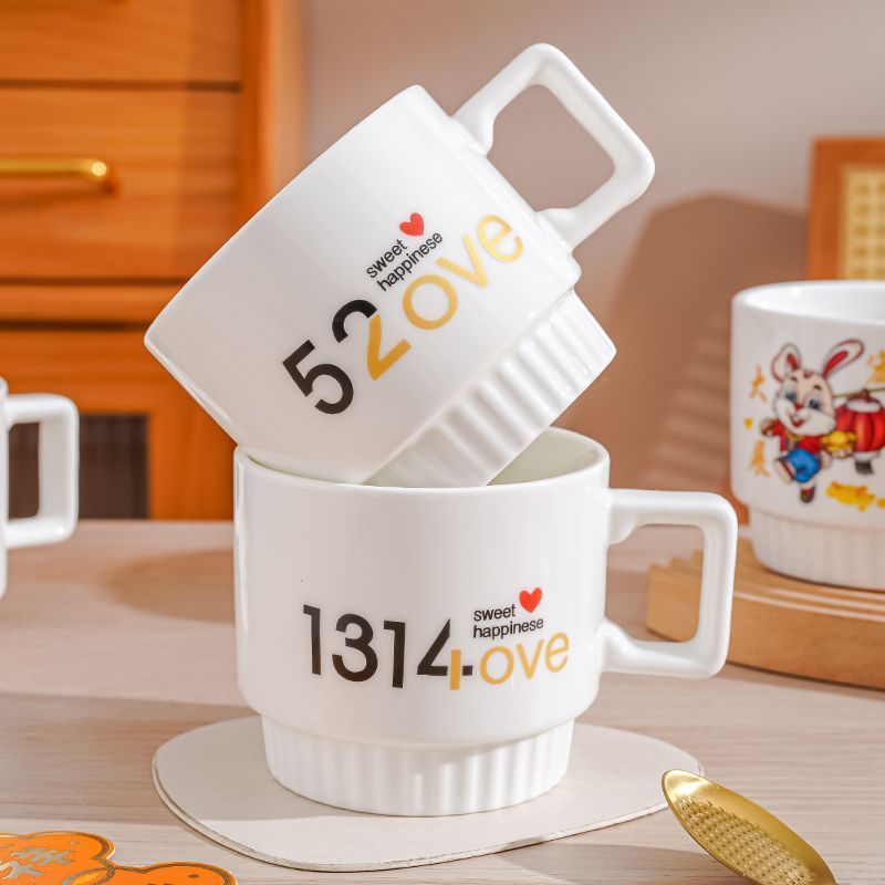 创意高颜值情侣马克杯咖啡杯风办公室水杯便捷陶瓷杯可爱Creative High-value Couple Mug Coffee Cup Style Office20251113