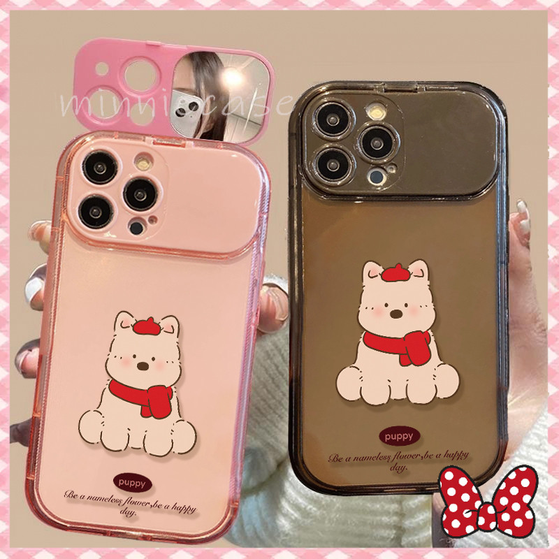 puppy Cute case เคสสำหรับไอโฟน11 12 13 14 15ProMax 7 8 Plus SE XS XR เคสกระจกพลิก Case for iPhone11 15 13 14 เคสโทรศัพท์