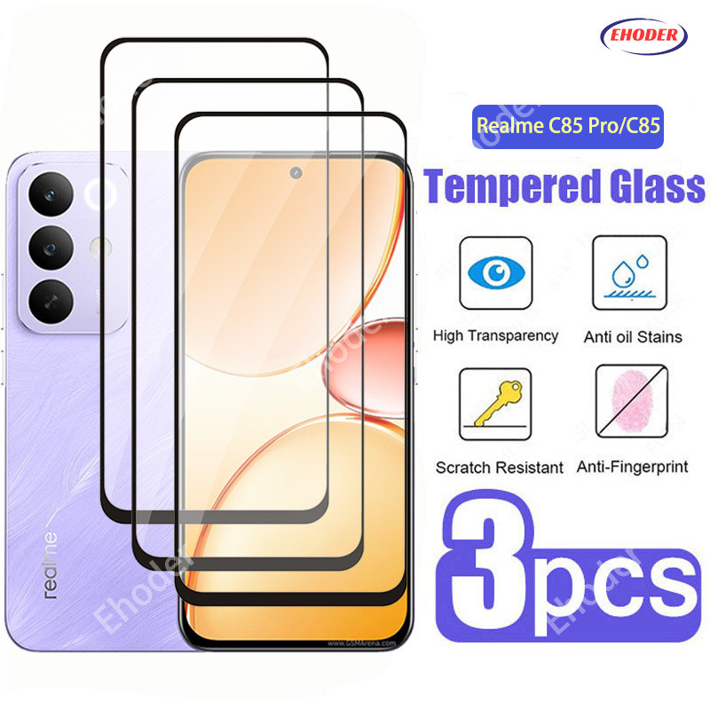 1-3 ชิ้นกระจกนิรภัยสําหรับ Realme C85 Pro 5G 2025 ป้องกันหน้าจอสําหรับ RealmeC85Pro RealmeC85 C85Pro 85Pro RMX5253 RMX5555 ฟิล์มป้องกัน