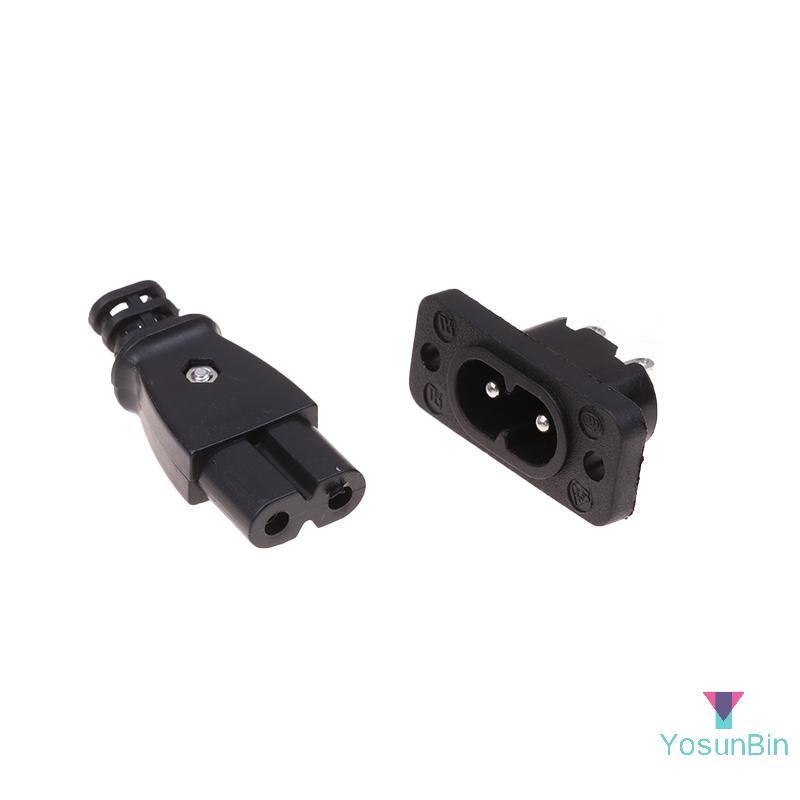 YosunBin] C8 ปลั๊กไฟชายปลั๊กหญิง Power Outlet ฝังขั้วต่อไฟฟ้า 35 มม.* 15 มม.AC 2.5A 250v 8 รูปปลั๊กซ็อกเก็ตใหม่
