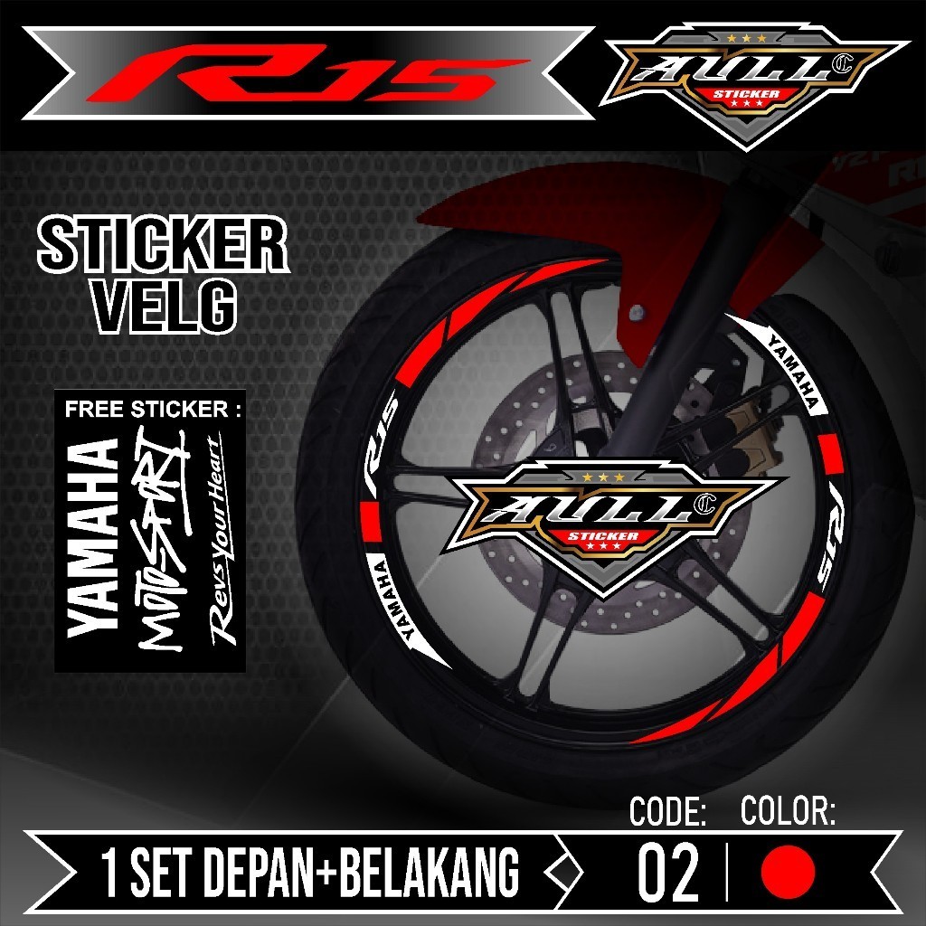 สติ๊กเกอร์Velg R15 ตัดVelg Motor Yamaha R15 V2 V3 List Sticker Cutting Velg Tyre Variation Set ด้านห