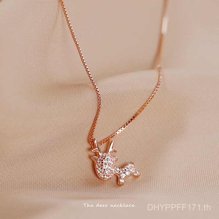 Diamond All-Match สร้อยคอเงินสเตอร์ลิงแฟชั่น Simple Staghorn Jufeng Zircon Clavicle Chain Elk S925 S