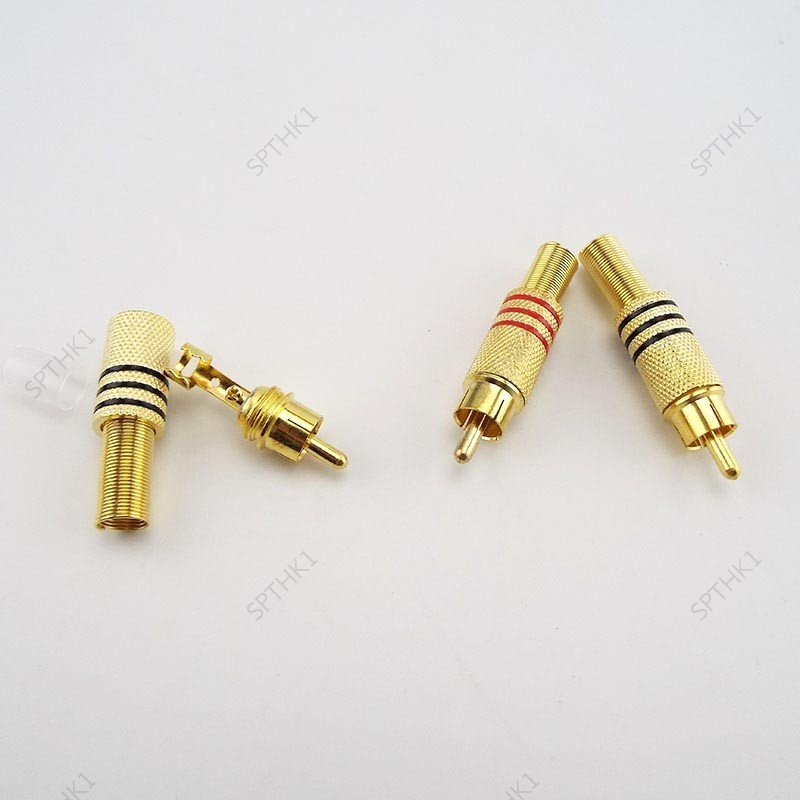 RCA Male to cabling Gold Plated RCA Connector Plug Audio Male Connector Solder-free THK1