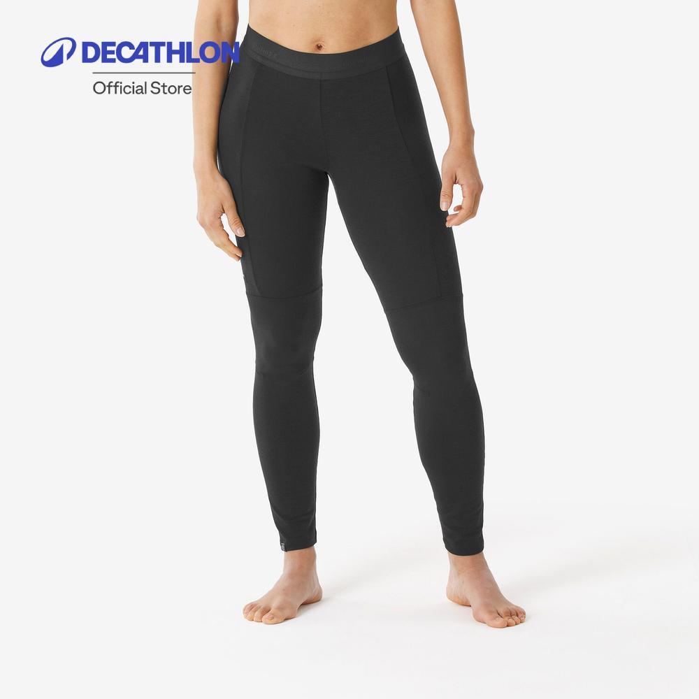 Decathlon Women’S Merino Wool Legging Underwear กางเกงเลกกิ้งผู้หญิงผ้าเมอริโนวูล รุ่น Trek 500 - Black