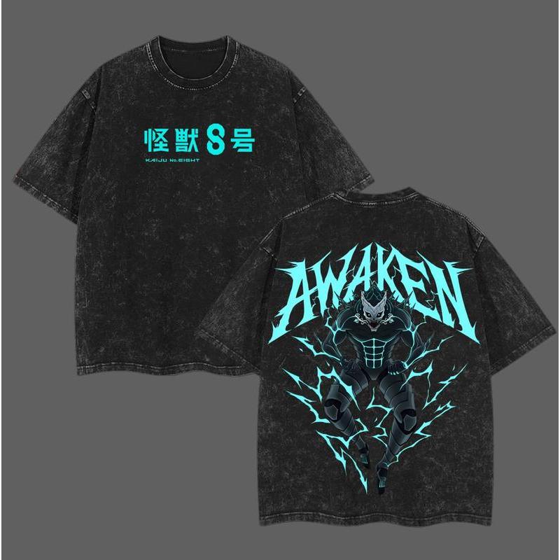 ไคจู โน 8 เสื้อยืด – Kafka Hibino Awakened Form กราฟิก ล้าง ขนาดใหญ่ เสื้อยืดอนิเมะวินเทจ ผ้าฝ้ายหนั