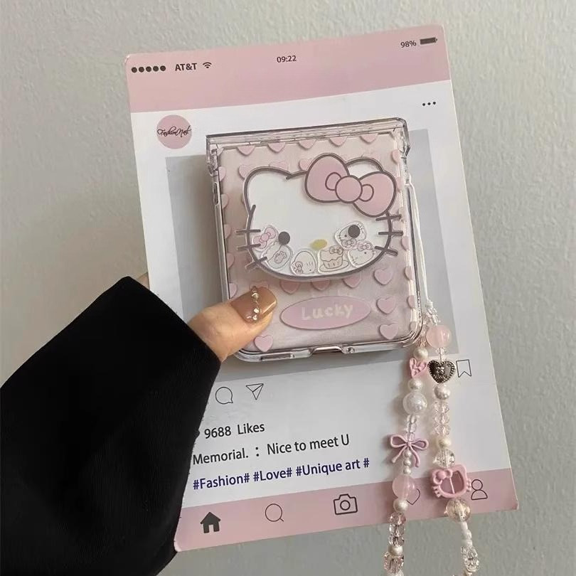 Pink Love Shaker ขาตั้งสร้อยข้อมือเคสโทรศัพท์เหมาะสําหรับ Samsung Galaxy Z Flip 7 6 5 4 3 5G Lanyard เปลือกหน้าจอพับ zflip6 zflip5 zflip4 zflip3 N3Flip MixFlip ฝาครอบป้องกัน