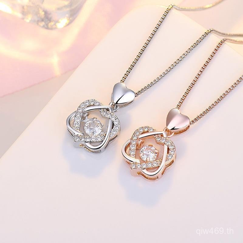 สร้อยคอมุกหัวใจเต้นด้วยลาย.Hexagram ทำจากเงินสเตอร์ลิง s925 สไตล์โรแมนติกและแฟชั่น JKD3