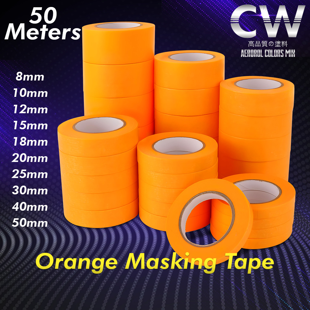 1 ม้วนกระดาษกาว 50 เมตres สีส้มสําหรับพ่นสีรถยนต์ Nitto เทปคุณภาพ / 3M 233+ เทป