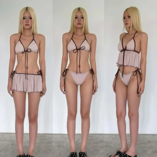 🩷Hot.Bikini🤍รุ่นใหม่ บิกินี่ 3 ชิ้น ชุดว่ายน้ำผู้หญิง ลายจุด สไตล์เซ็กซี่ สไตล์ฤดูร้อนใหม่ ส่งไวจากไทย