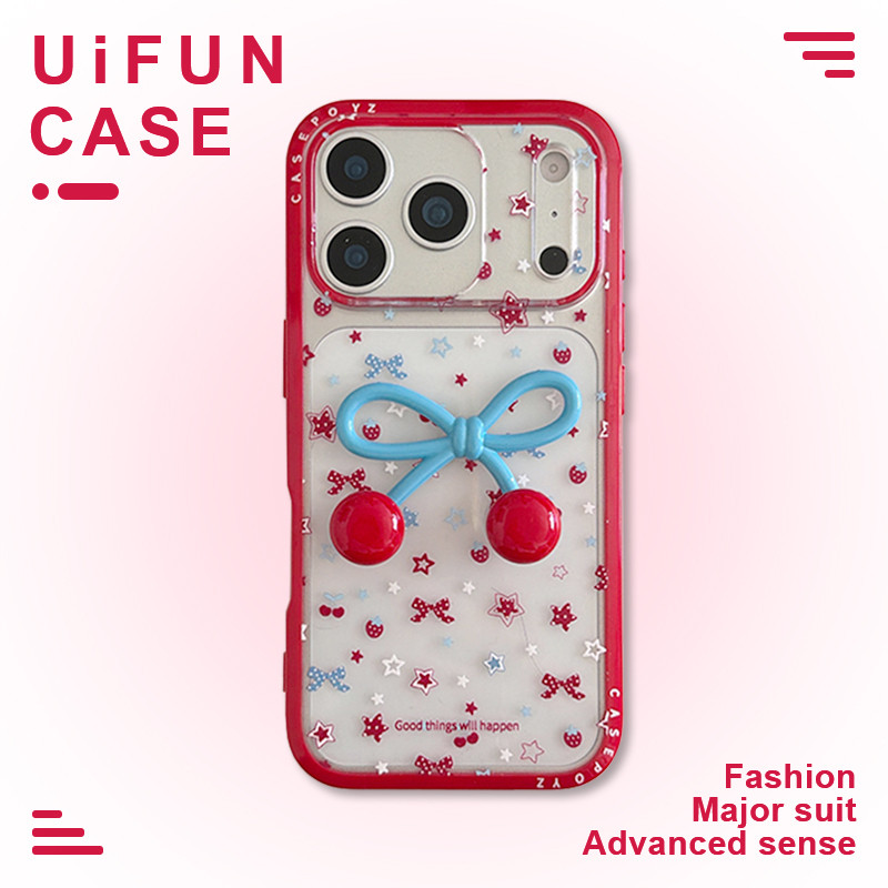 เกาหลี 3D ผีเสื้อ Knot Cherry อะคริลิคเคสโทรศัพท์สําหรับ iPhone 17 16 15 14 Pro Max 13 17Promax Shock Proof Hard PC โปร่งใสโทรศัพท์มือถือ Shell