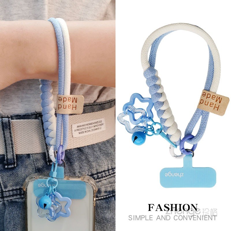 เชือกเส้นเล็กโทรศัพท์มือถือข้อมือคมชัดสีเชือกถักสั้น อิน ที่แข็งแกร่งทนทานเดินทางกลางแจ้งช้อปปิ้งหญิงเดินทางปีนเขา