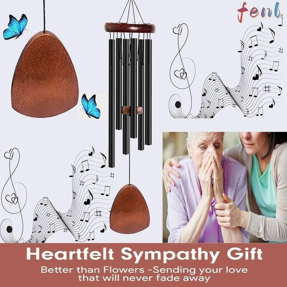 FENL Metal Windchime Aluminum 37 Inch With 6 Hanging Rods Creating A Calm Atmosphere For Outdoor