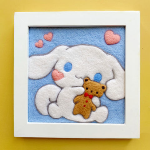 ขนสัตว์ Felt Poke Le diy วัสดุแพคเกจคู่ Handmade ของขวัญอบเชยสุนัข Pacha สุนัขกรอบรูปภาพวาดตกแต่งเคร