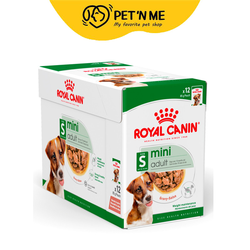 [จัดส่งจากคลัง][Pack12] ROYAL CANIN Mini Adult โรยัล คานิน อาหารเปียกสุนัขโต พันธุ์เล็ก ซอสเกรวี่ 85g [9003579008249]