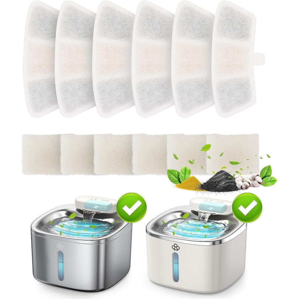 6pcs ตัวกรองทดแทนสําหรับ PW04 3.5L น้ําพุแมวไร้สาย (เฉพาะสําหรับน้ําพุ oneisall B0DNJT76WJ, B0DMF2LH
