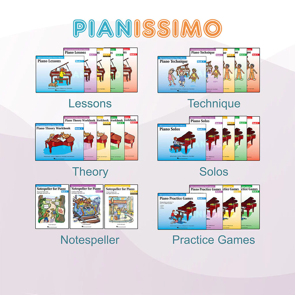 Hal Leonard Student Piano Library Lessons Theory Notespeller Technique Solos Practice Games Book 1 2 3 4 5
