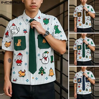 เสื้อแขนสั้นผู้ชาย สไตล์เกาหลี ลายการ์ตูนและพิมพ์ที่ตลก สำหรับฤดูร้อน