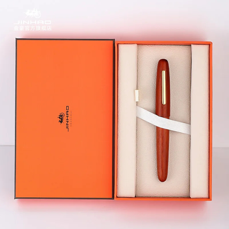 Jinhao 9056 ปากกาหมึกซึมไม้ธรรมชาติ Handmade M/f Nib Ink Pen พร้อมตัวแปลง A