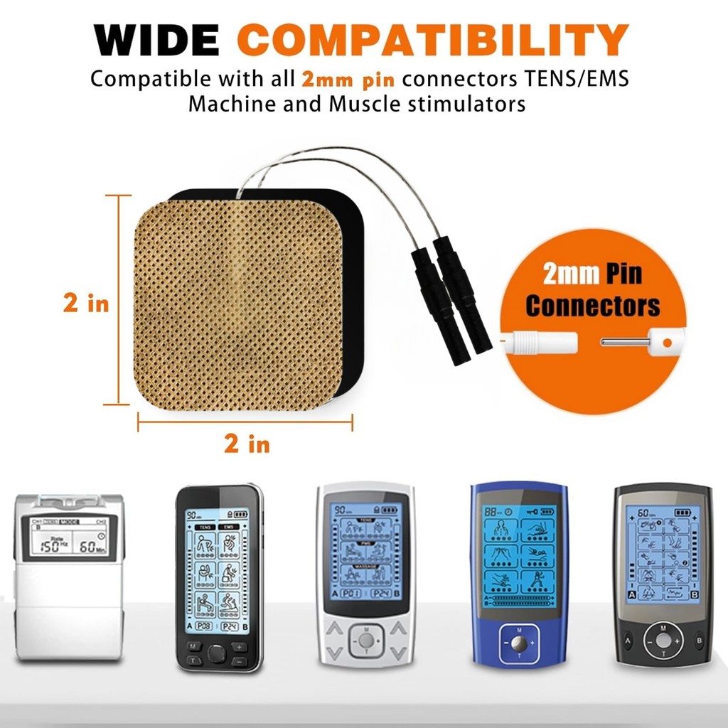 TENS หน่วย Electrode Pads 2PCS apricot 2 "x2 "TENSE 7000 หน่วยสําหรับ EMS เครื่องกระตุ้นกล้ามเนื้อ E