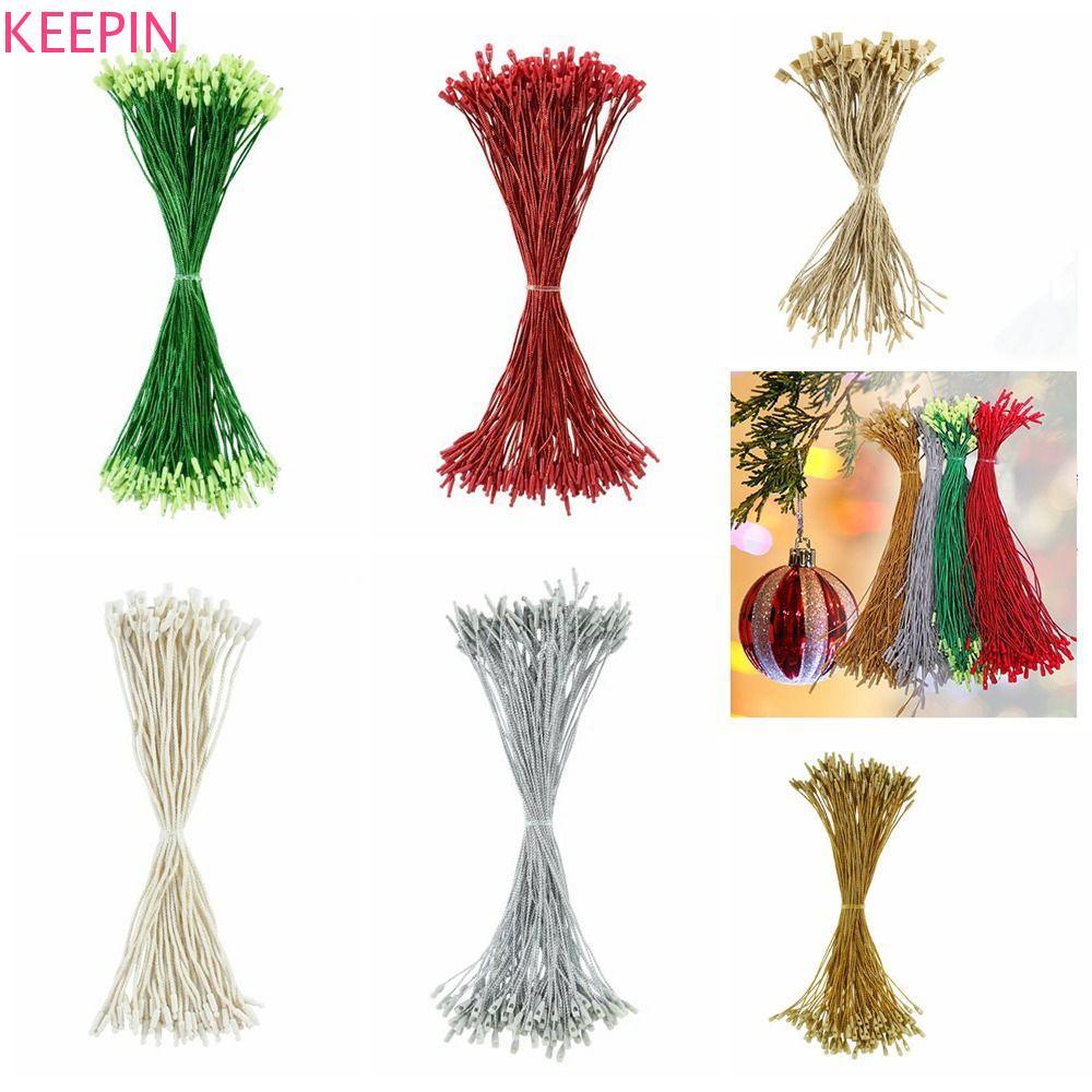 KEEPIN 100 ชิ้น/เซ็ตคริสต์มาสแขวน String เครื่องประดับ,พร้อมหัวเข็มขัด DIY Xmas Ball Lanyards, 20 ซม.Handmade โพลีเอสเตอร์เสื้อผ้าแท็กเชือก Home