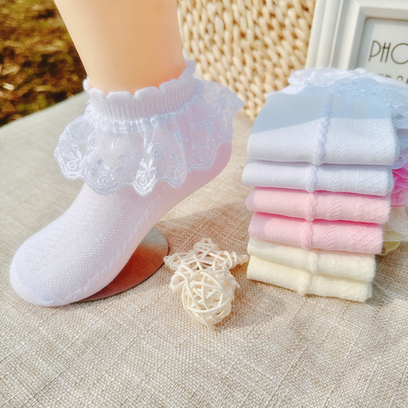 统一B70儿童花边袜女童透气春秋夏季网眼蕾丝公主宝宝白色舞蹈袜Uniform B70 children lace socks girls breathable springsdgs20251103