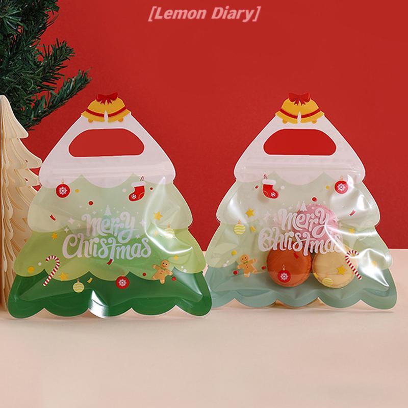 แอลดี| 10 ชิ้นพลาสติกแบบพกพาคริสต์มาส Self-sealing กระเป๋า DIY ของเล่นเด็ก Xmas งานแต่งงาน Holiday Party Candy ขนมขบเคี้ยวน้ําตาลของขวัญเก็บกระเป๋าใหม่