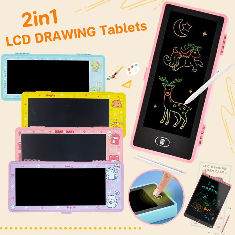 COD 2in1กล่องปากกากระดานเขียนด้วยลายมือ LCD DRAWING Tablets กล่องเครื่องเขียนความจุขนาดใหญ่