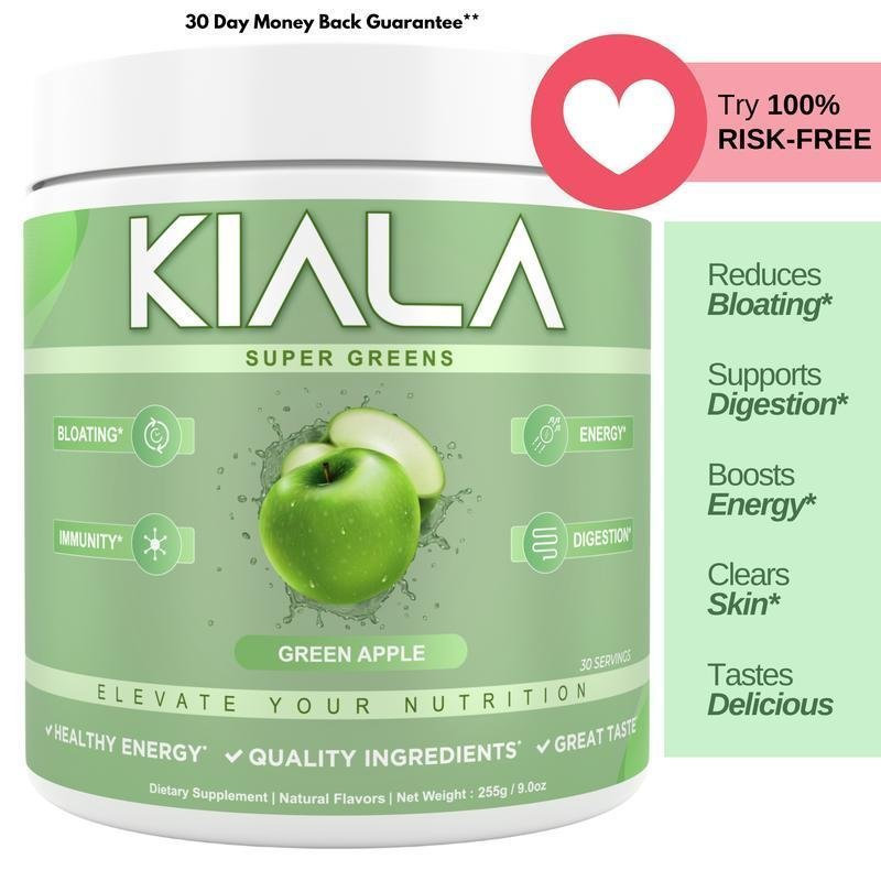 Kiala Nutrition Super Greens Powder - สุขภาพทางเดินอาหารสําหรับผู้หญิง, บรรเทาท้องอืด, Gut Health, ก