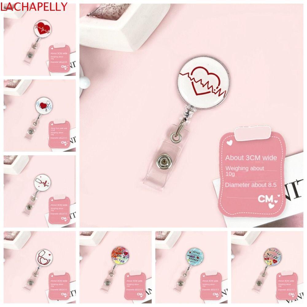 LACHAPELLY Nurse Retractable Badge Reel, ID Card Accessories Fashion Nurse ID Card Clips, Cute Simpl